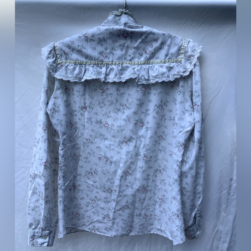 KARMAN vintage western cowgirl floral long sleeve button down blouse with ruffle - Picture 2 of 6